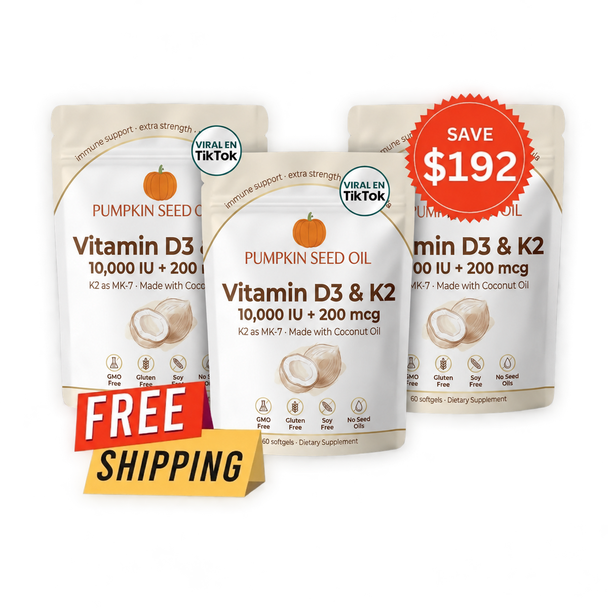 PUMPKIN SEED OIL — Vitamin D3 & K2 triple bundle