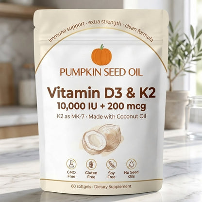 PUMPKIN SEED OIL — Vitamin D3 & K2, 60 softgels