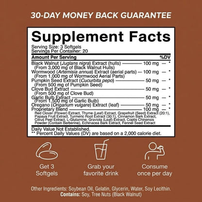 PUMPKIN SEED OIL Wormwood Black Walnut Cloves Softgels