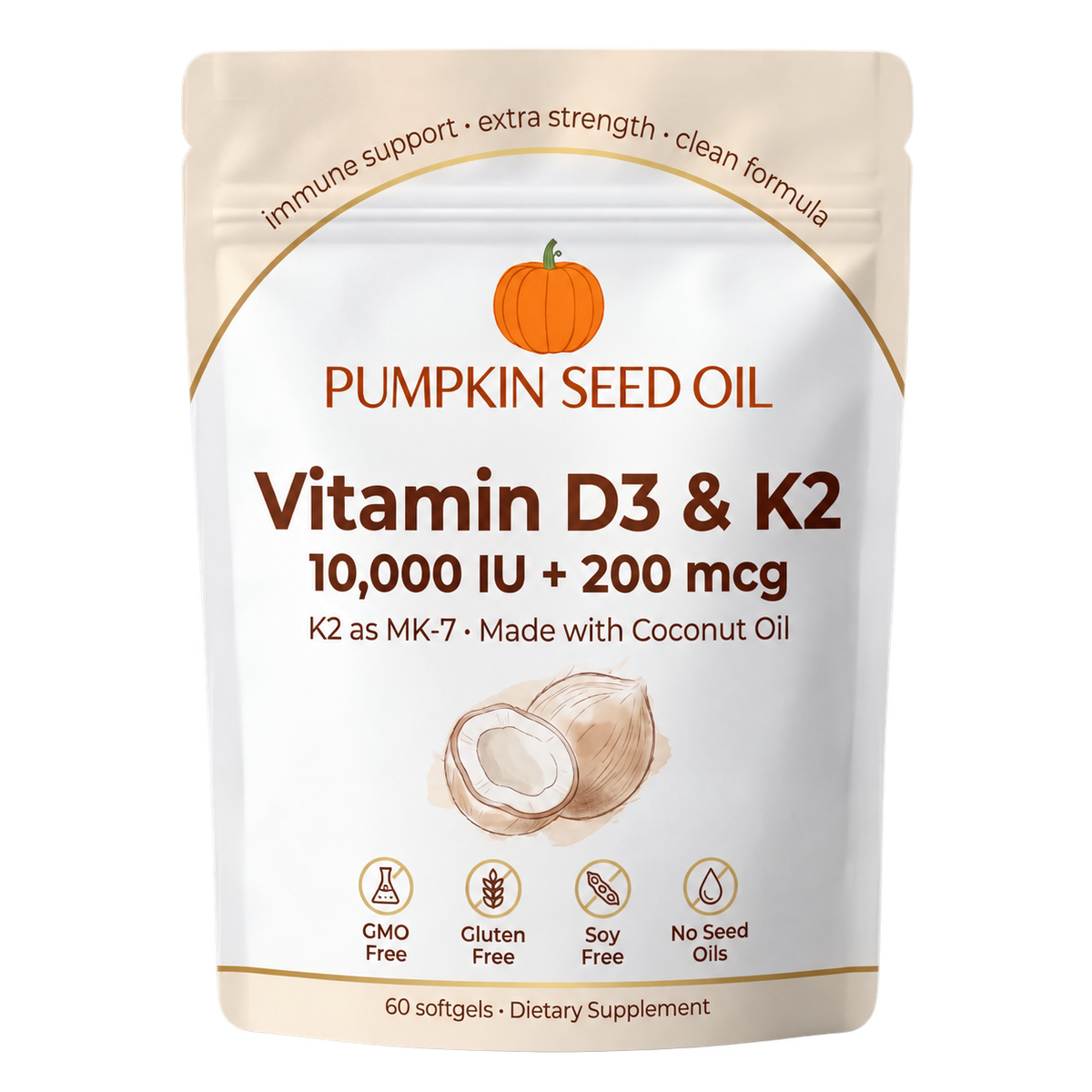 PUMPKIN SEED OIL — Vitamin D3 & K2, 60 softgels