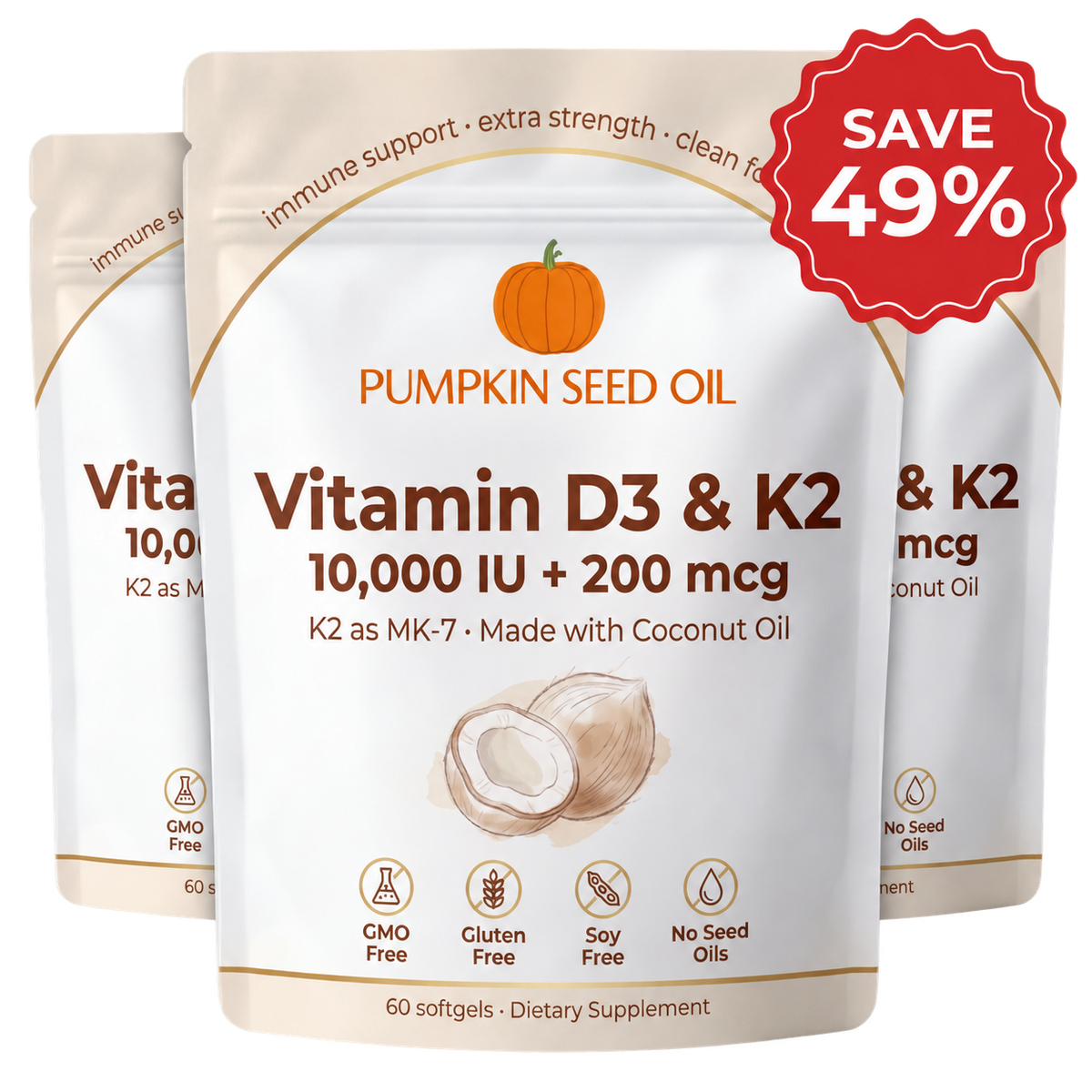 PUMPKIN SEED OIL — Vitamin D3 & K2 triple bundle, Save 49%